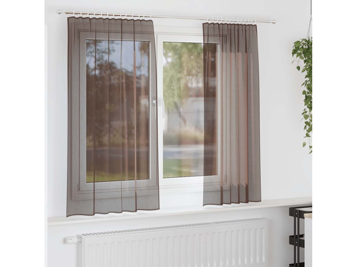 Cortinas De Gasa Con Bolsillos Para Varillas 2 Uds. Marrón