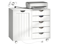 Mueble Para Impresora Con Puerto Usb Y 5 Cajones, Blanco.