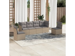 Conjunto de 6 sofás de jardín con cojines de mimbre beige Dkd Home Decor