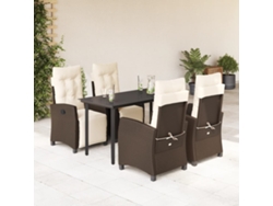 Juego de comedor de jardín con cojines de mimbre marrón, Dkd Home Decor