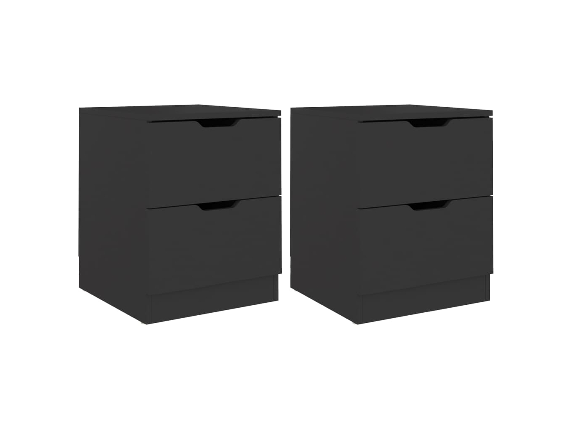 Maison Exclusive - Mesitas De Noche 2 Uds Madera De Ingeniería Negro 40x40x50 Cm