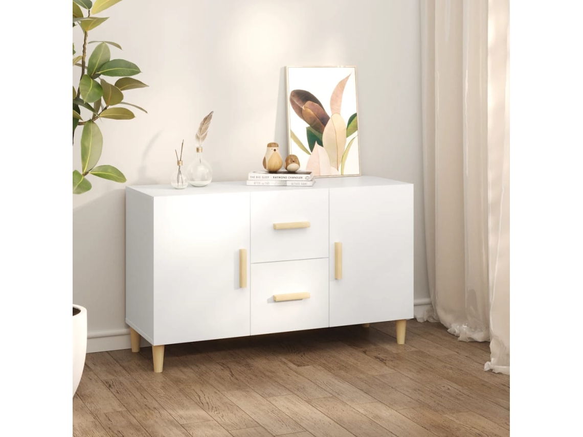 Aparador De Madera De Ingeniería Blanco 100x36x60 Cm