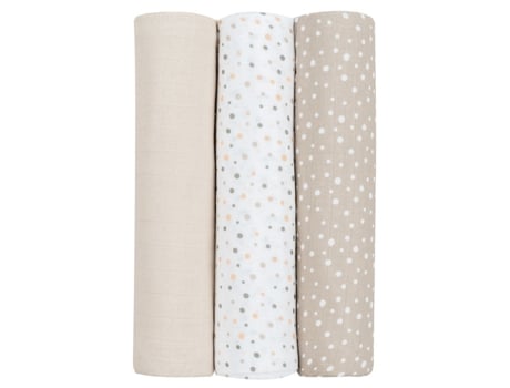 Set Pañal Muselina 3uds 100X100Cm Lunares Beige KIKKA BOO