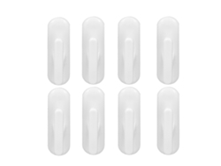 8 ganchos de cortina de plástico blanco autoadhesivos reutilizables para el hogar y la oficina.