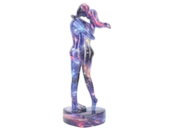 Elegante estatua de pareja de resina azul para el hogar o la oficina.