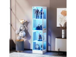 Vitrina De Cristal Con 4 Niveles, Led, A Prueba De Polvo, Blanca, 40x35x165cm