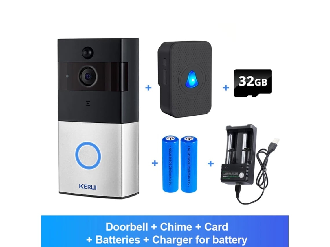 Timbre Inteligente Kerui Tuya 1080p Con Wi-fi, Intercomunicador Y Conexión Inalámbrica... Brilvibera_ptg