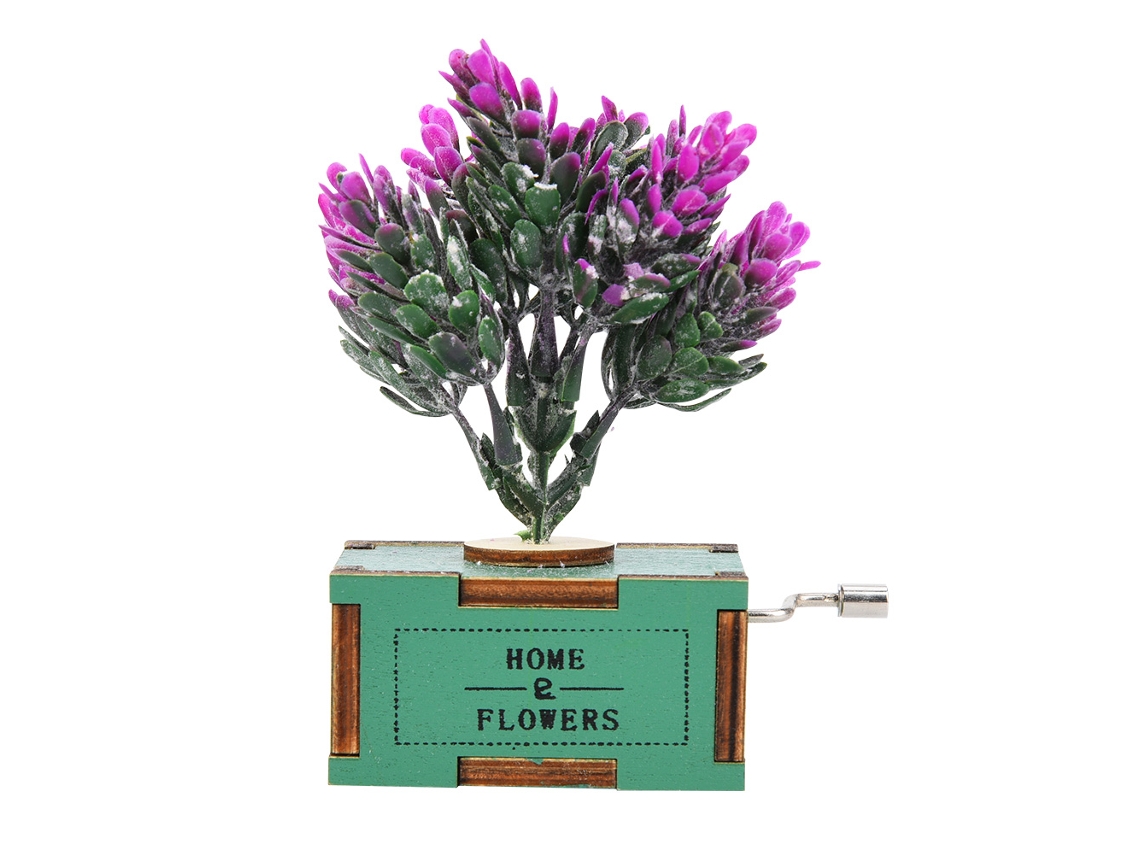 Caja de música manual con forma de flor rosa, juguete decorativo para mesa, regalo