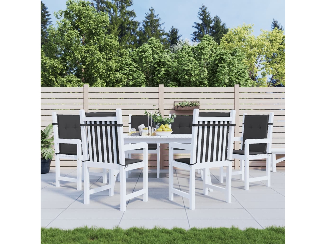 Cojín De Silla De Jardín Respaldo Bajo 6 Uds Tela Oxford Negro