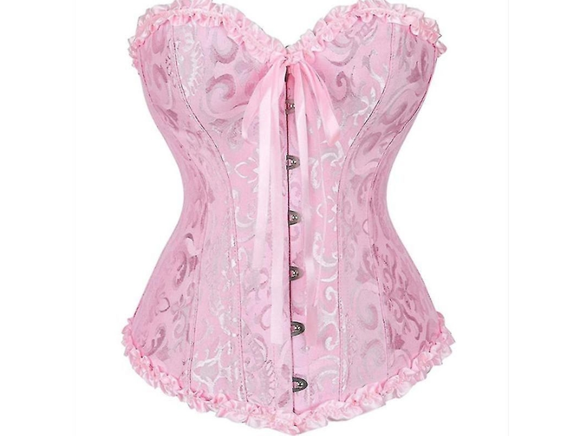 2026-corset Floral Sexy Para Mujer Con Encaje En La Espalda Talla Plus Lencería Bustier Top Aet L Rosa
