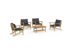 Conjunto 5 de muebles de jardín VIDAXL bambú con cojines gris oscuro