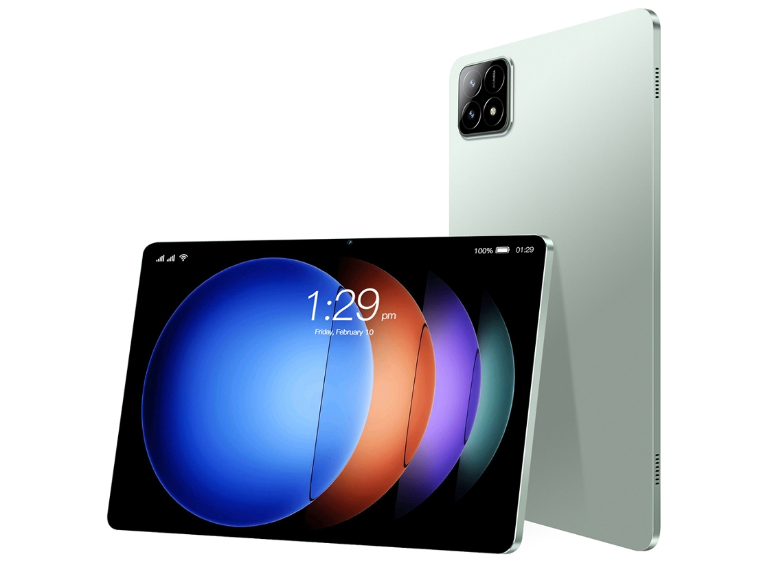 Tablet Android de 10.1 pulgadas, 6 GB/128 GB, Octa Core, Android 13, colores: negro, azul, verde y dorado claro.