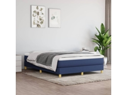 Cama Box Spring Con Colchón Tela Azul 140x200 Cm