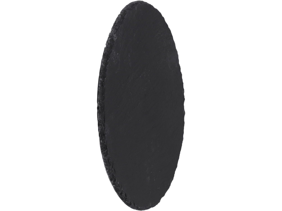 Bandeja Redonda De Pizarra Natural Negra De 25 Cm, Elegante Plato Para Servir.