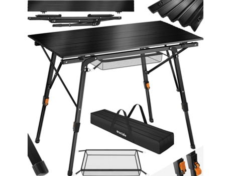 Mesa de aluminio Tina plegable ajustable en altura TECTAKE 90 x 52 x 70 cm