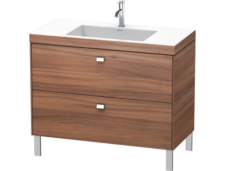 Lavamanos DURAVIT Brioso c-bonded con base de 100,0x48,0 cm 2 cajones sin rebosadero con banco para grifos 1 agujero para grifos