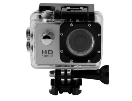 Action Cam SLOWMOOSE Impermeable 1080P-HD Lente Gran Angular Plateado