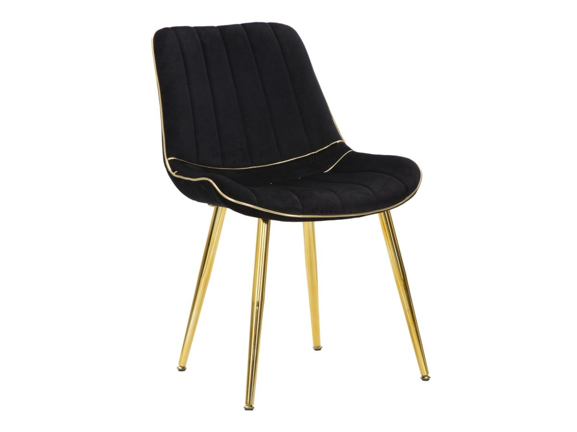 Juego De 2 Sillas Paris Glam En Negro Y Dorado - Silla Tapizada En Tela Con Estructura De Metal Dorado, Dimensiones 51x59x79 Cm - Silla De Diseño