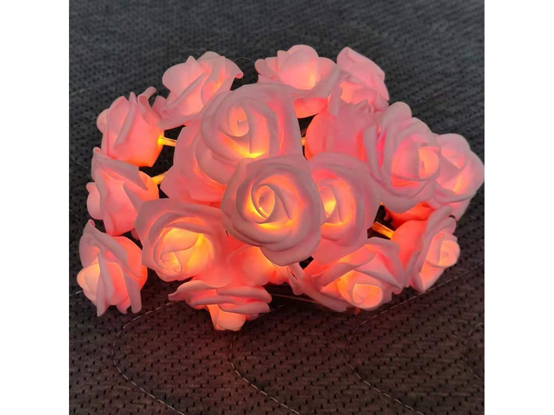Rebe-luces De Cadena Led Imitación De Rosa Para Boda Festival Decoración Luces Rosa Claro