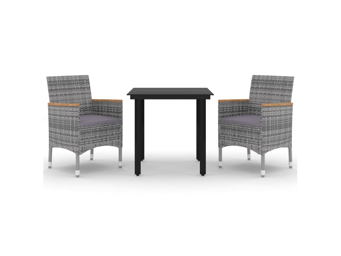 Maison Exclusive - Set Comedor De Jardín 3 Pzas Y Cojines Ratán Sintético Y Vidrio