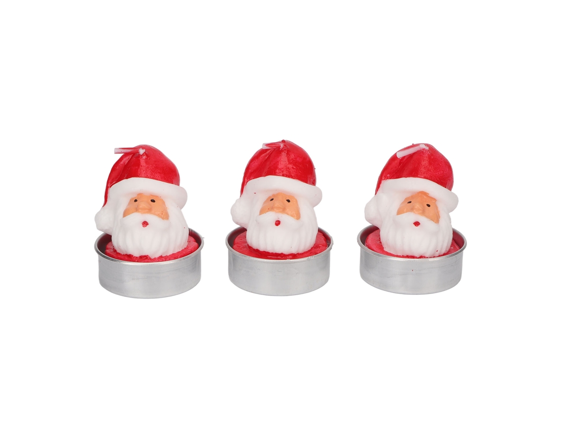 3 Mini Velas Navideñas De Papá Noel Para Decoración Con Velas Pequeñas