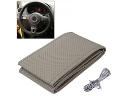 2026-fundas Volante Coche Diy Cuero Suave 37-38cm Accesorios Interior Hilo Aguja Gray Y Gray