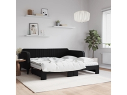 Sofá Cama Nido Con Colchón Terciopelo Negro 90x190 Cm