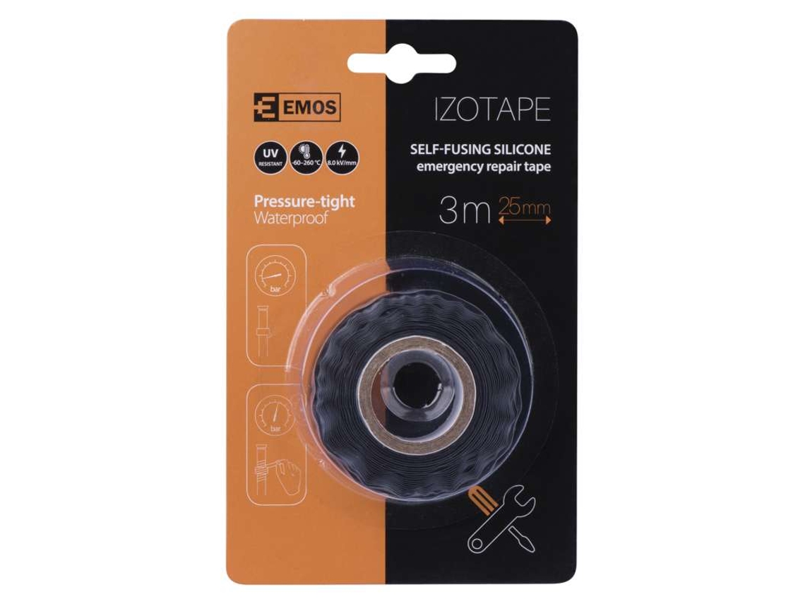 EMOS Cinta de Silicona Reparación Cinta 25 mm / 3 m, Negro