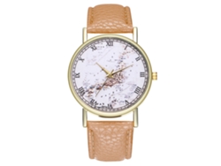 Reloj De Pulsera Analógico De Cuarzo Unisex Con Correa De Cuero Beige T298