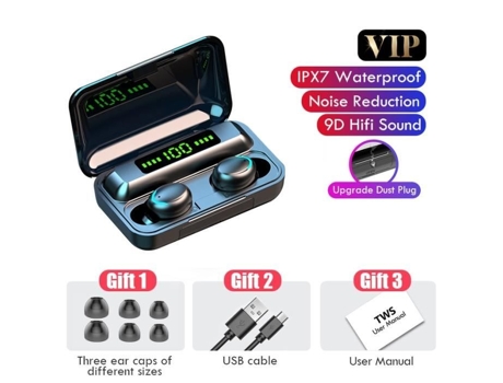 Auriculares Tws Auriculares inalámbricos Auriculares Bluetooth Auriculares estéreo 9D Auriculares impermeables Ipx7 con par de micrófono