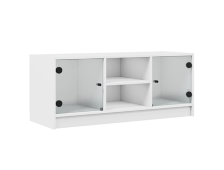 Mueble de TV con puertas de vidrio blanco VIDAXL (102x37x42 cm)