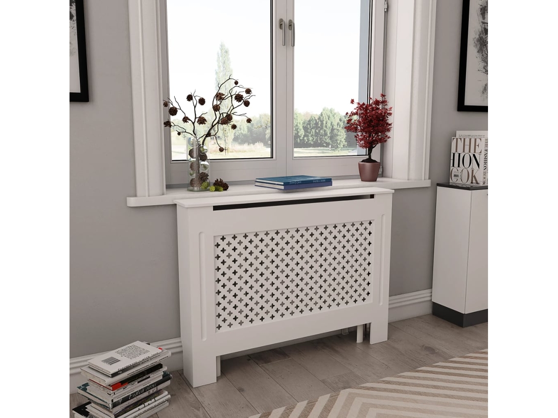 Cubiertas de radiador (2 unidades, 112 x 19 x 81,5 cm), MDF blanco, DKD HOME DECOR