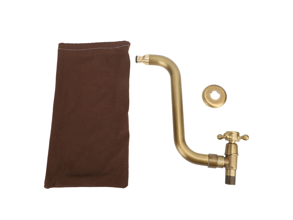 Grifo Mural Antihielo De Cobre Antiguo Para Lavabo De Baño/cocina, Agua Fría, Caño Único.