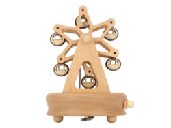 Caja de música de madera Baok hecha a mano con rueda de la fortuna, ideal para regalos de Navidad, cumpleaños o San Valentín, con base redonda.
