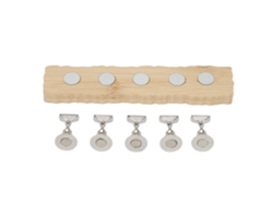 Soporte para uñas postizas con base de madera de borde ondulado para practicar y mostrar las uñas.