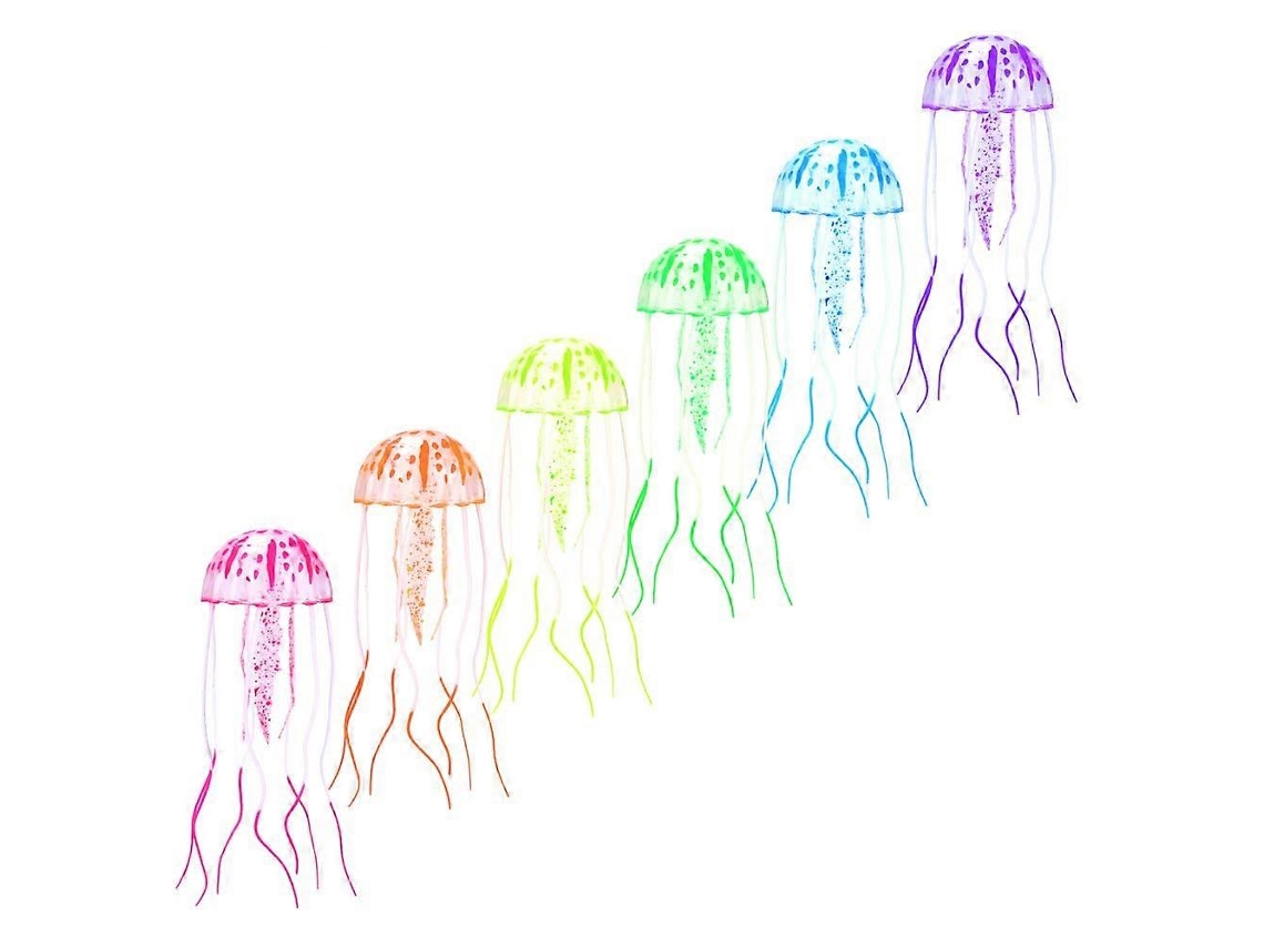 Medusas artificiales luminosas para acuario, de silicona, paquete de 6 unidades, marca Rosewell.