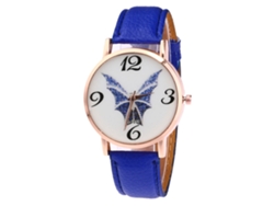 Reloj De Cuarzo Unisex Con Correa De Cuero Pu, Dial De Murciélago, Casual Y Fashion (azul)