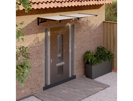 MAISON EXCLUSIVE Marquesina puerta policarbonato negro y transparente 199x90 cm