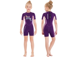 Traje De Baño De Neopreno Para Niñas De Manga Corta, Secado Rápido Con Cremallera, Ideal Para Deportes Acuáticos