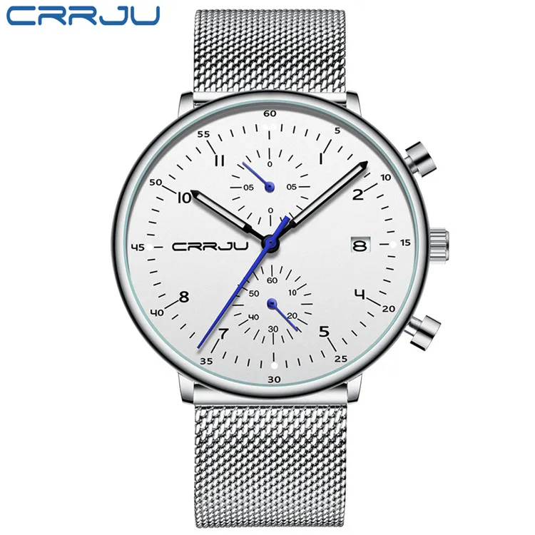 Reloj Cronógrafo Resistente Al Agua Para Hombre (blanco Plateado)