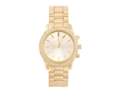 Reloj De Moda Para Mujer Con Diamantes De Imitación, Metal, Brazalete Ajustable, Movimiento Electrónico, Color Dorado.