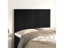 Cabecero de terciopelo de 4 piezas 72x5x78/88 cm negro