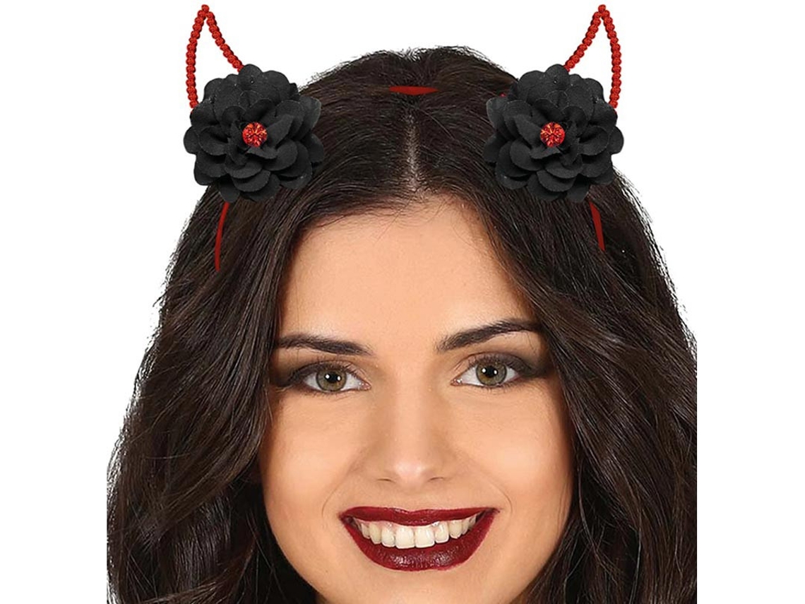 Diadema Metálica con Cuernos y Flores