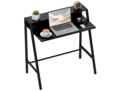 Escritorio para ordenador con almacenamiento y gestión de cables, 84x45x85 cm, negro