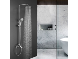 Kibath Columna De Ducha Monomando Redonda 100-150 Cm Six Extralarga Acabado Cromo Brillo Fabricado En Latón