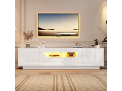 Mueble Tv Para Tv De 1804045 Cm, Mueble Bajo Con 2 Cajones Y 2 Armarios, Acabado Alto Brillo Con Luces Led.