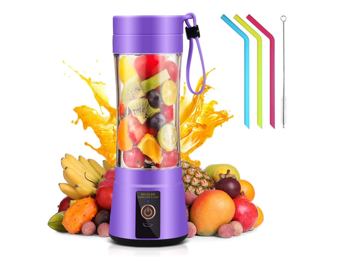 Vaso Batidora Portátil Para Smoothies Batidosusb Recargable Morado 380ml Gertiz