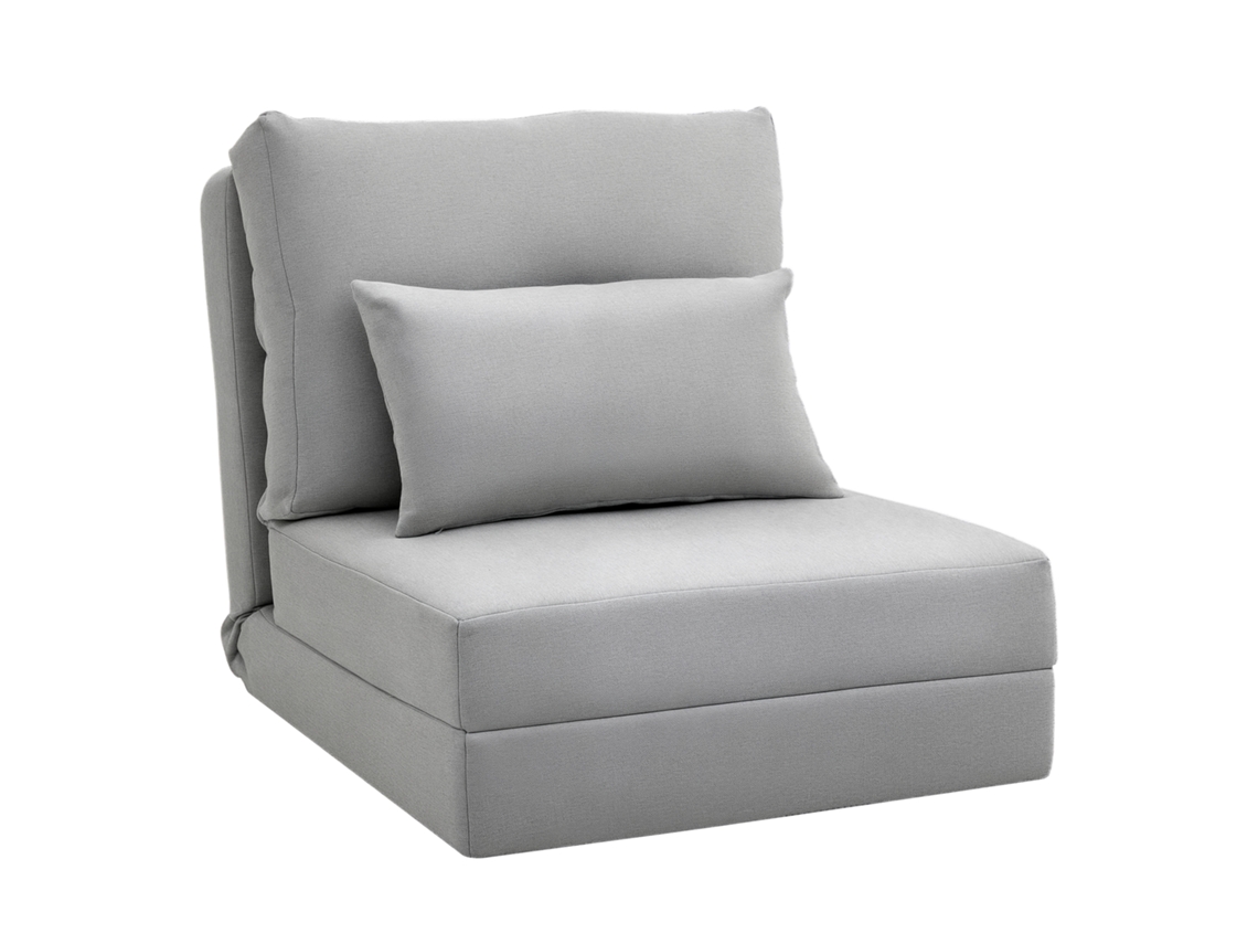Sofá Cama/sillón Convertible, 1 Plaza Con 1 Cojín Y Respaldo Ajustable, Gris Claro.