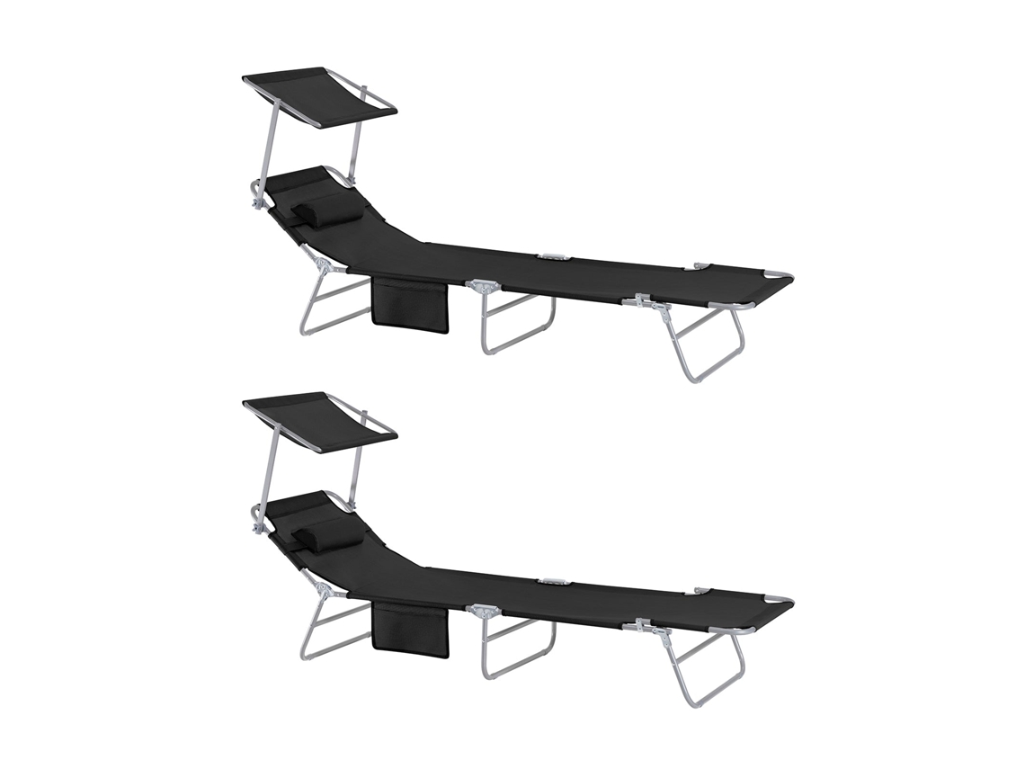 Sobuy Ogs48-schx2 Tumbona Con Respaldo Reclinable Y Parasol