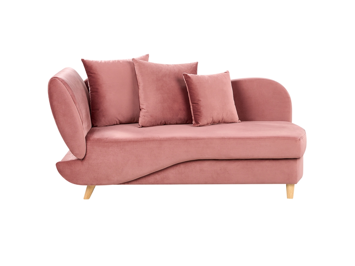 Chaise longue BELIANI Meri de Terciopelo Rosa 175x69x73
